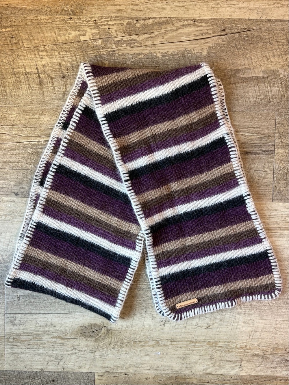 Moon Shadow Plum Striped Alpaca Wool Blend Scarf Winter Warm
